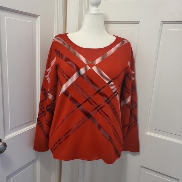Chelsea & Theodore Plaid Print Sweater Size Large, Business Casual - Picture 1 of 9